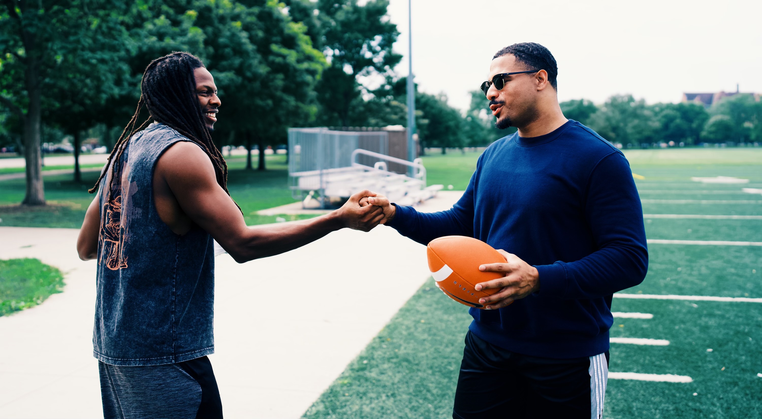 Players celebrating on the field